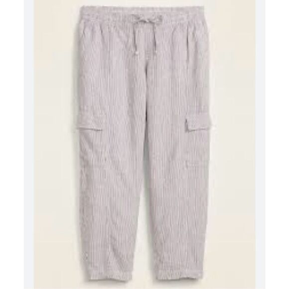Old Navy linen blend pinstripe cargo pant size small - Picture 1 of 11